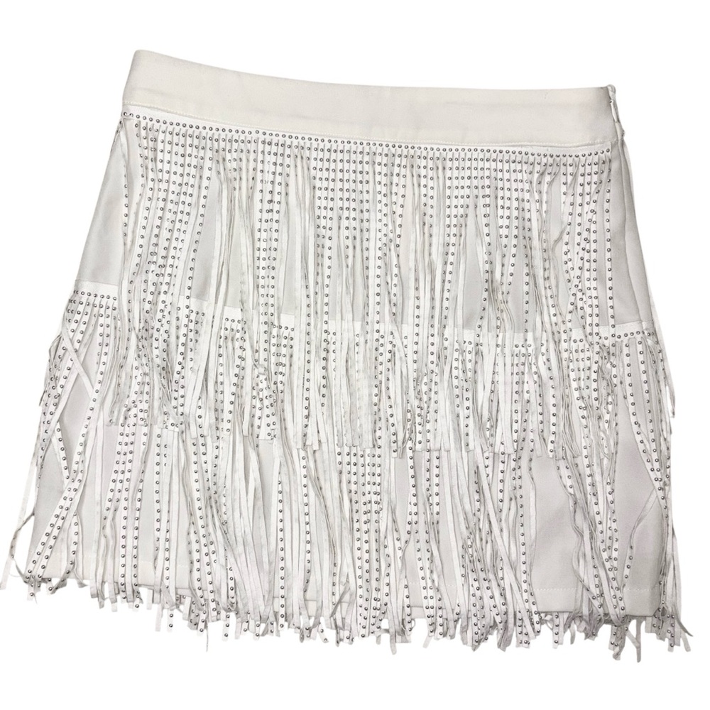 Camellia White Fringe Skirt size Large